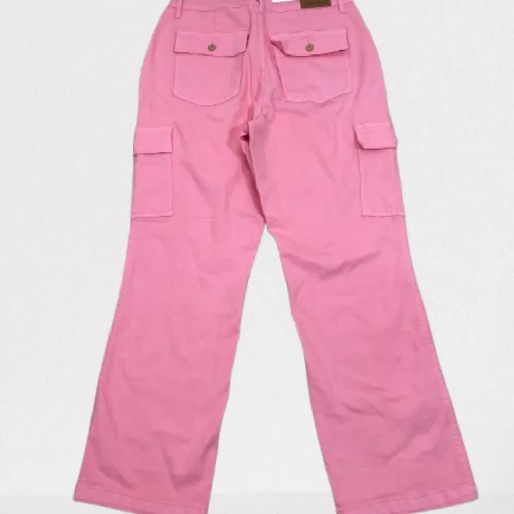 Judy Blue NEW Garment Dyed Cargo Jeans Size 14W Pink - Picture 6 of 10